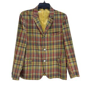Macfarlane Plaid Blazer Jacket Yellow Red Checkered Two Button Sport Coat M